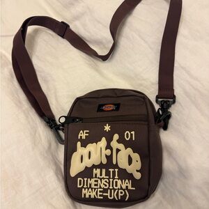 HALSEY Brown Graphic Crossbody Bag - Multi Dimensional Make-Up Print